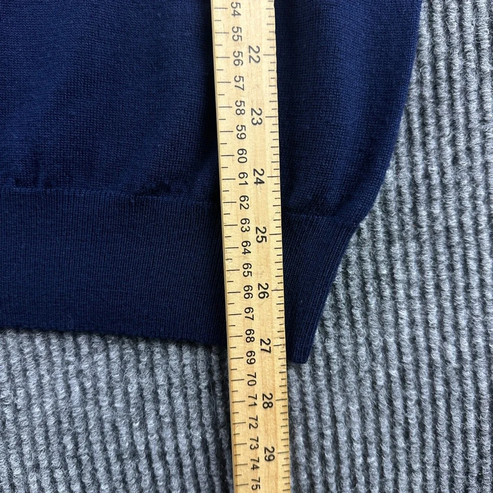Polo Golf Ralph Lauren Mens XL Navy Blue 100% Merino Wool Quarter Zip Sweater